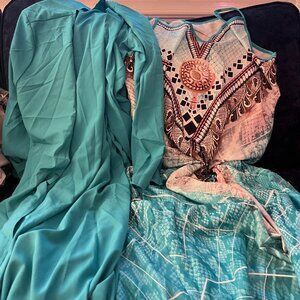 Maxi Dress with long cardigan -New